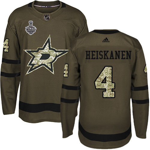 Men Adidas Dallas Stars #4 Miro Heiskanen Green Salute to Service 2020 Stanley Cup Final Stitched NHL Jersey->dallas stars->NHL Jersey